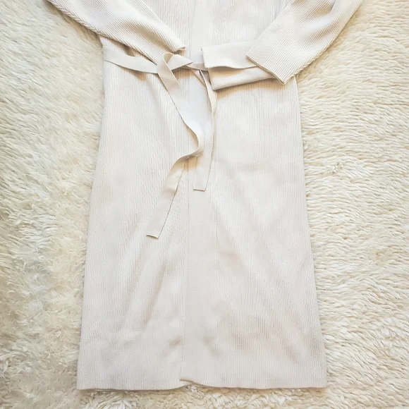 Zara Ribbed Knit Coat M Cream NWT - Picture 8 of 14